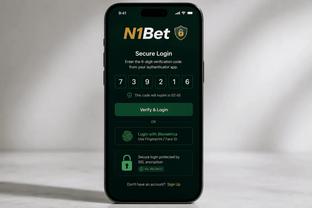 Two-factor authentication and SSL security setup in N1Bet mobile app - n1bett-de.com