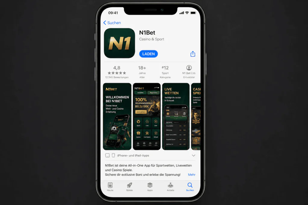 Layout der N1Bet-Anwendungsseite im offiziellen Apple App Store - n1bett-de.com