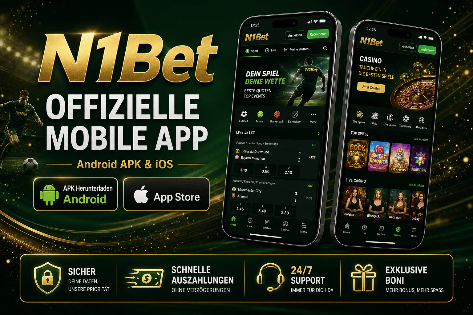 N1Bet-Anwendungs-Installationsbanner auf der N1Bet Casino Mobile App-Seite - n1bett-de.com