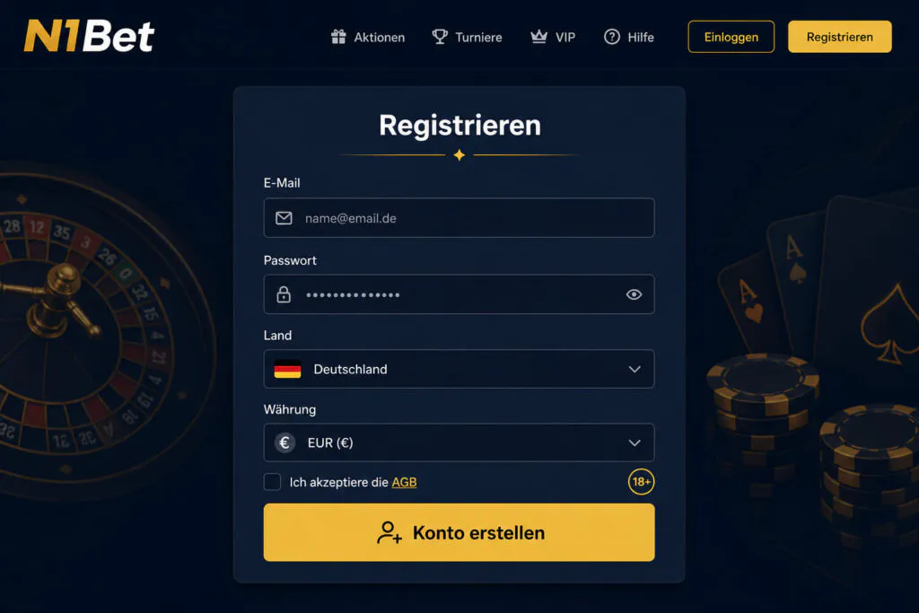 Offizielle N1Bet-Registrierungsoberfläche zum Erstellen eines neuen Benutzerkontos - n1bett-de.com